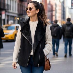 MICHAEL KORS Ladies "DEL 3" Faux Seal Fur Vest-Black Size 16W Old Money